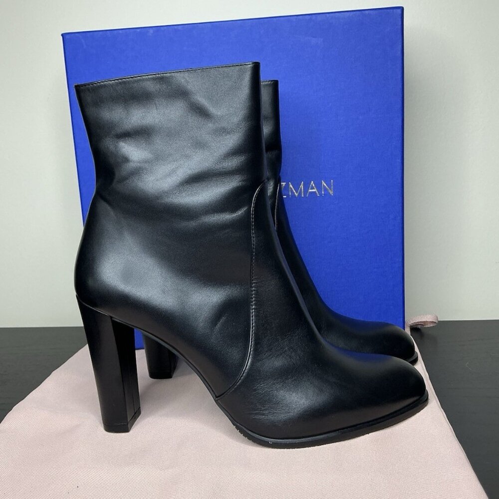 Stuart Weitzman Highland Block Heel Bootie Black … - image 1